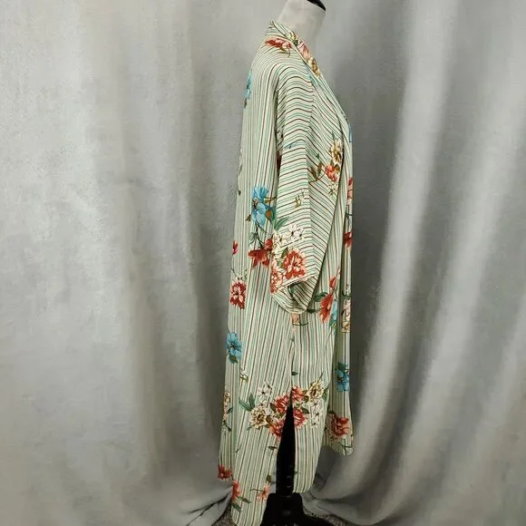 Umgee Cardigan Xl 1XL Mixed Pattern Striped Floral Print Open Front Duster - Picture 10 of 12